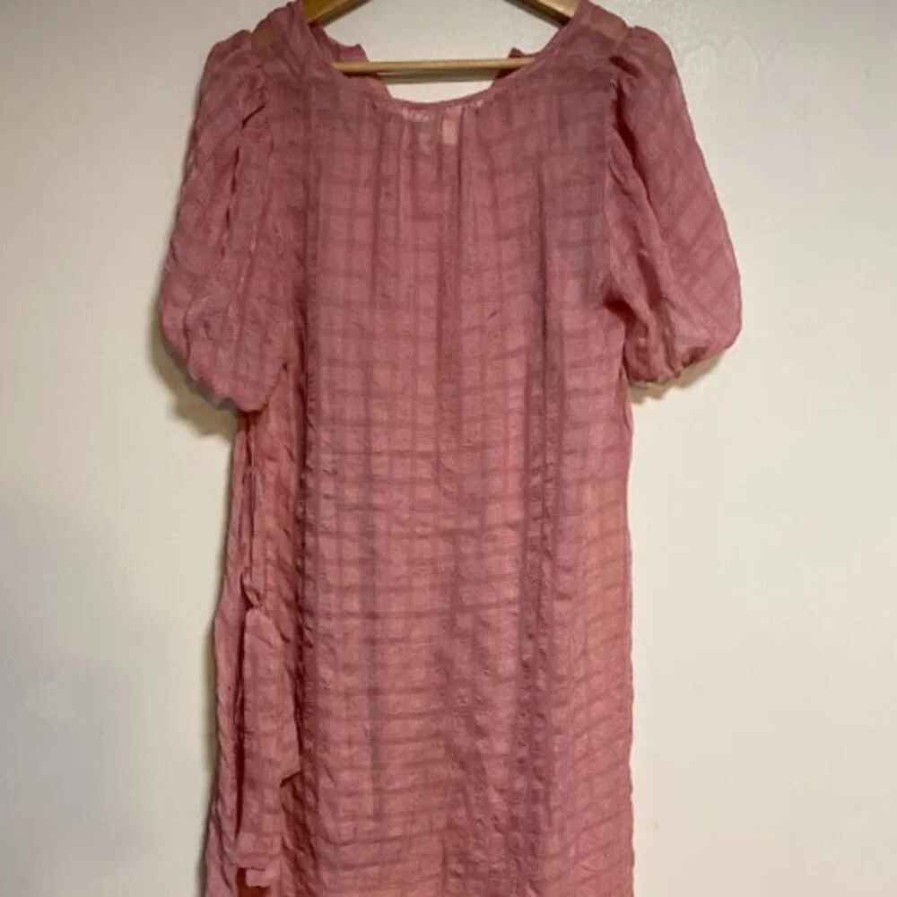 Caslon Pink Check Dusty Rose Textured Midi Dress - Size S - Picture 8 of 9